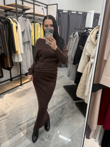 Юбка трикотаж макси, кофе