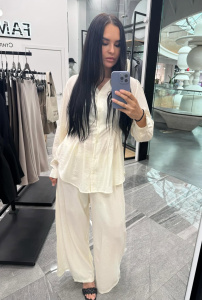 Костюм с брюками, разноцветный (сливочный)