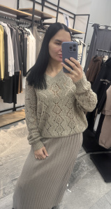 Джемпер ажурный узор, кэмел