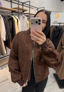 Бомбер экозамша, коричневый