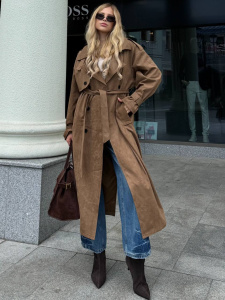 Тренч, замша (коричневый)