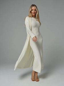 Платье паетка макси, белый